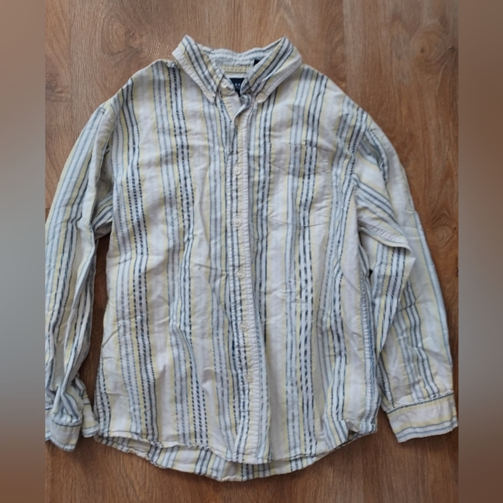 Basic Editions Boys Striped Button Down Shirt size 10/12